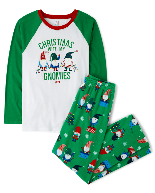 Unisex Adult Matching Family Glow In The Dark Long Raglan Sleeve Christmas Gnomies Cotton And Microfleece Pajamas GREEN The Children s Place CA