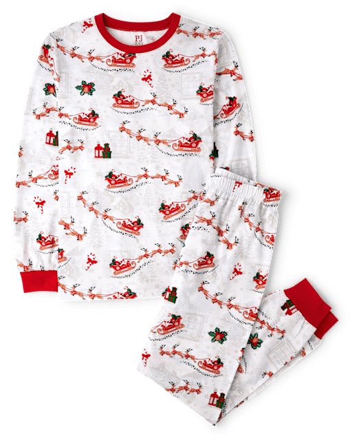 Unisex Adult Matching Family Santa Sleigh Cotton Pajamas