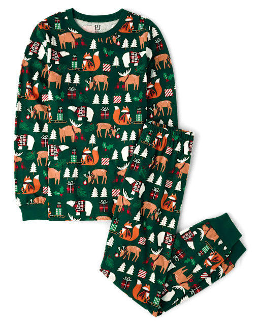 Pyjama en coton pour adultes, motif animal, assorti