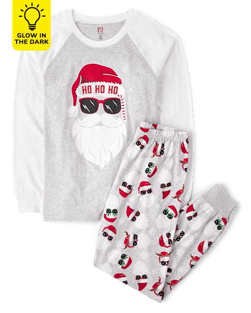 Unisex Adult Matching Family Glow Santa Sunglasses Cotton Pajamas