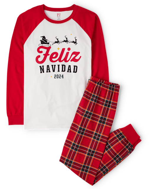 Unisex Adult Matching Family Feliz Navidad 2024 Cotton Pajamas