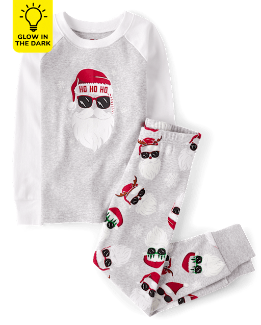 Unisex Kids Matching Family Glow Santa Sunglasses Snug Fit Cotton Pajamas