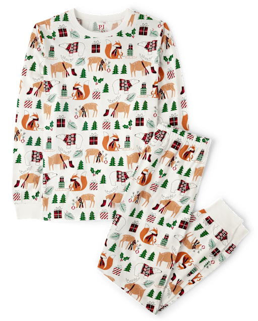 Pyjama en coton pour adultes, motif animal, assorti
