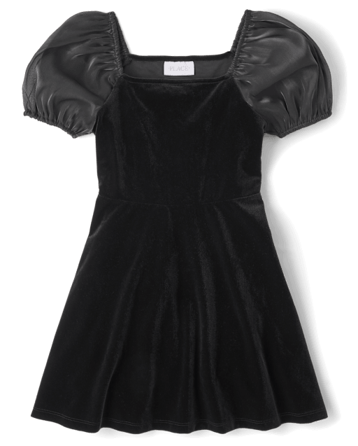 Girls Velour Fit And Flare Dress