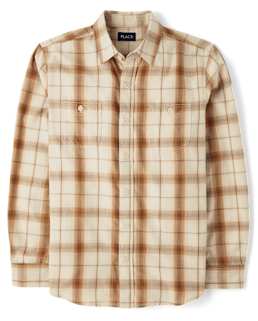 Mens Dad And Me Plaid Flannel Button Up Shirt