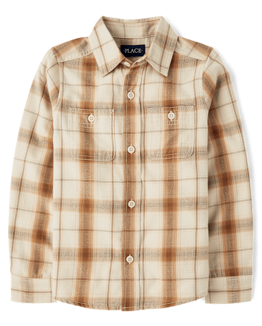 Boys Dad And Me Plaid Flannel Button Up Shirt