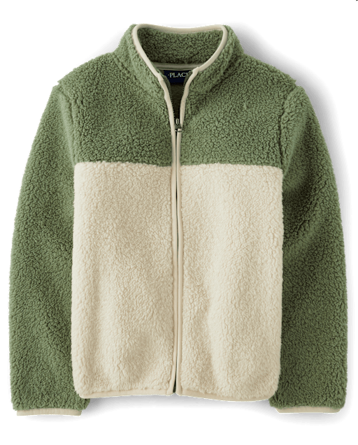 Boys Colorblock Sherpa Zip Up Jacket