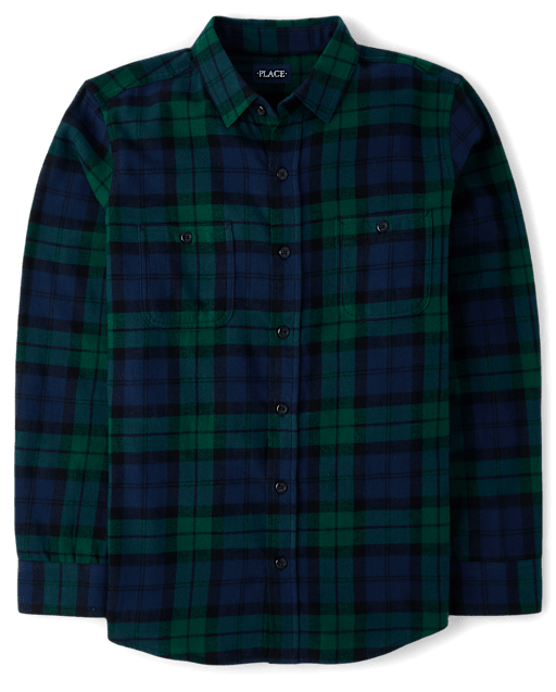 Mens Dad And Me Plaid Flannel Button Up Shirt