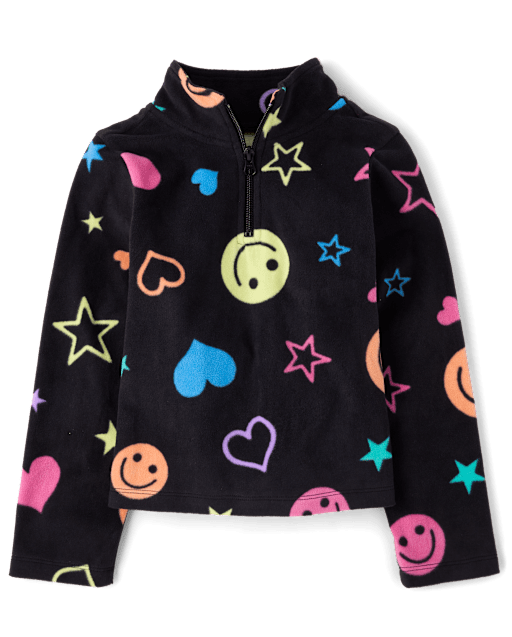Girls Print Microfleece Half Zip Pullover