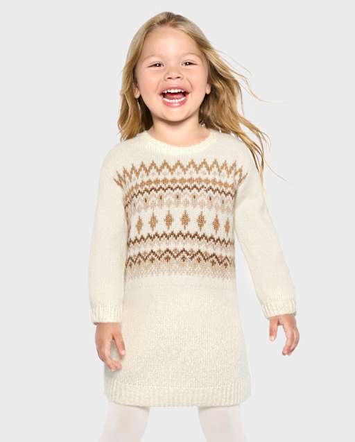 Toddler Girls Mommy And Me Fairisle Sweater Dress