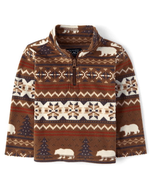 Toddler Boys Print Microfleece Half Zip Pullover