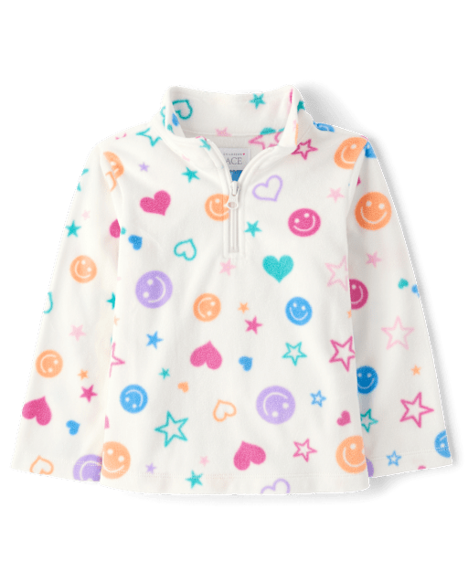 Toddler Girls Print Microfleece Half Zip Pullover