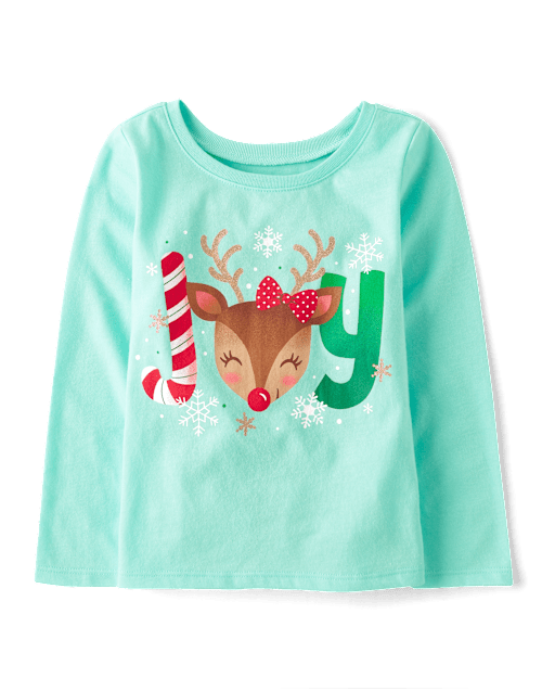 Baby And Niños pequeños Niña Joy Reindeer Camisetas estampadas