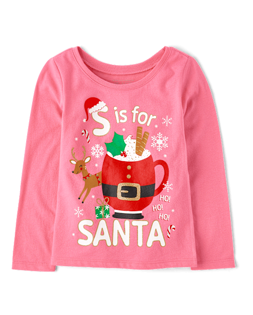 Baby And Niños pequeños Niña S Is For Santa Camisetas estampadas