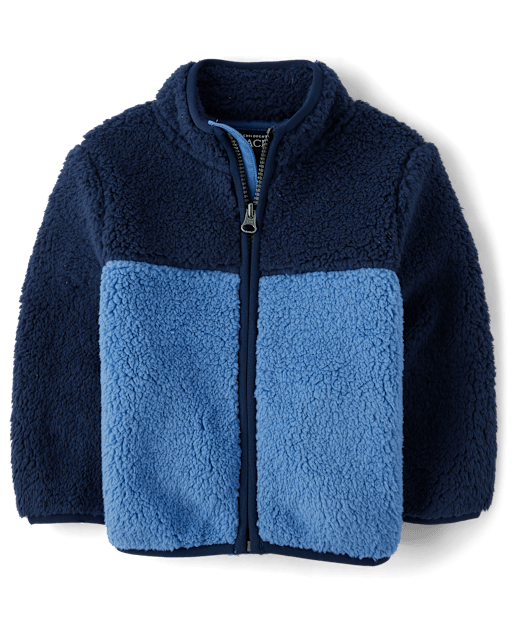 bébé et tout-petit, garçon à contraste de couleurs Sherpa Zip Up Veste