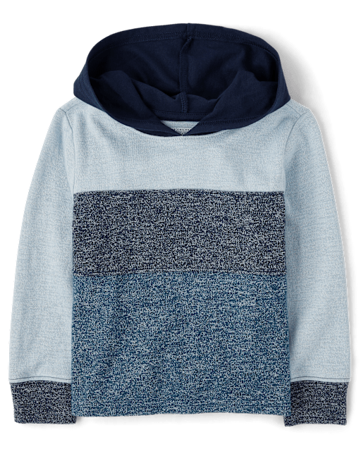 Baby And Toddler Boys Colorblock Plush Rib Hooded Top