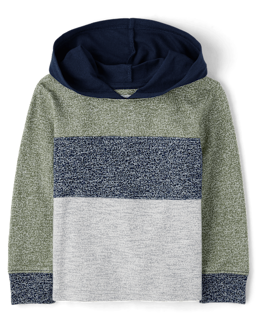 Baby And Toddler Boys Colorblock Plush Rib Hooded Top