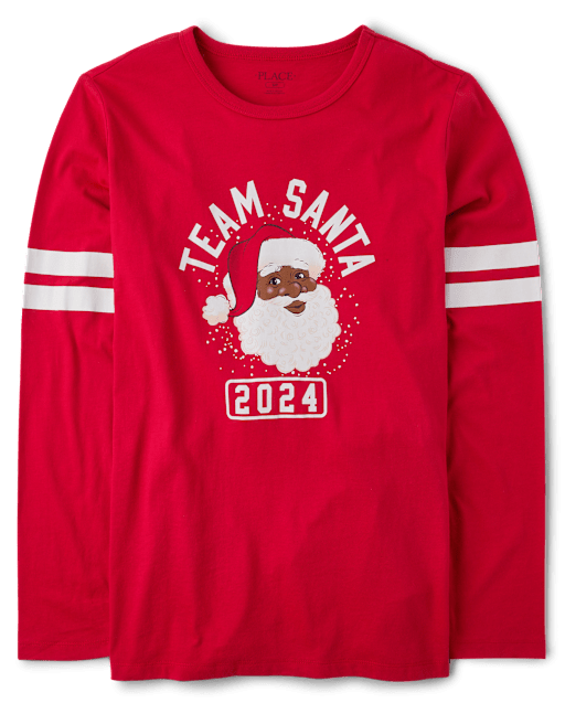 Camisetas estampadas unisex para adultos, equipo familiar a juego, Santa Face 2024