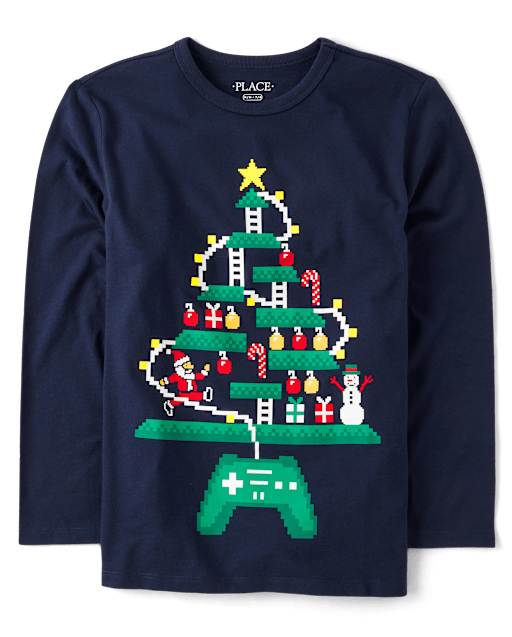 Boys Christmas Tree Gamer Graphic Tee