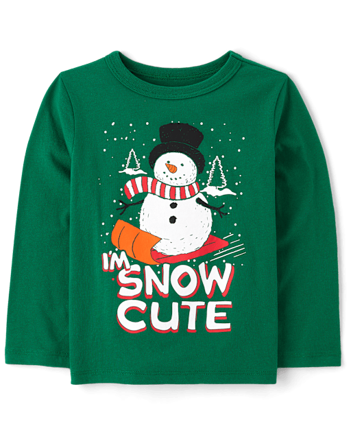 Baby And Toddler Boys Snow Cute Christmas Snowman Graphic Tee