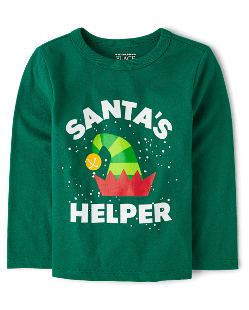 T-shirt graphique pour bébés et petits garçons, motif assistant du Père Noël