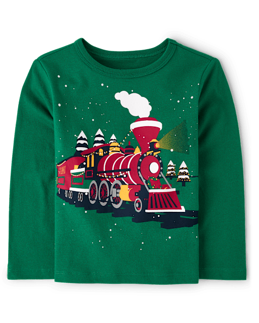 Baby And Toddler Boys Christmas Train Graphic Tee