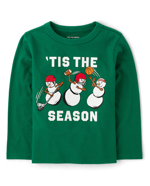Baby And Toddler Boys Christmas Snowman Sports Graphic Tee