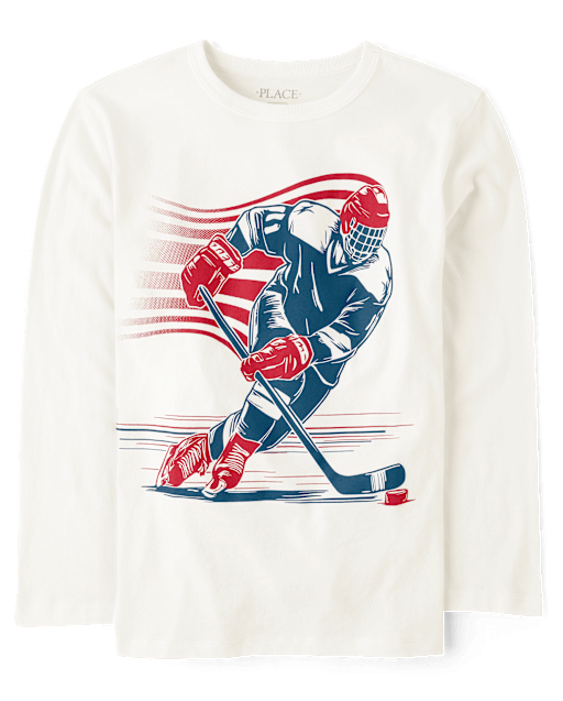 T-shirt imprimé joueur de hockey garçon
