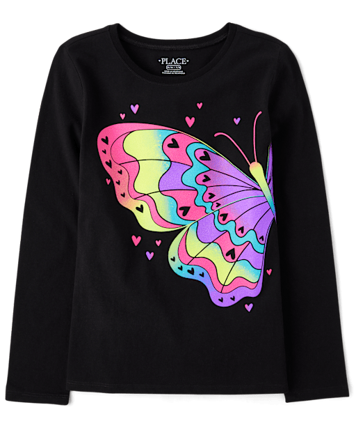 Girls Rainbow Butterfly Graphic Tee