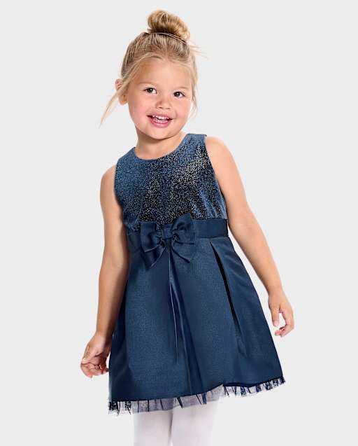 Baby And Toddler Girls Foil Dot Fit And Flare Dress
