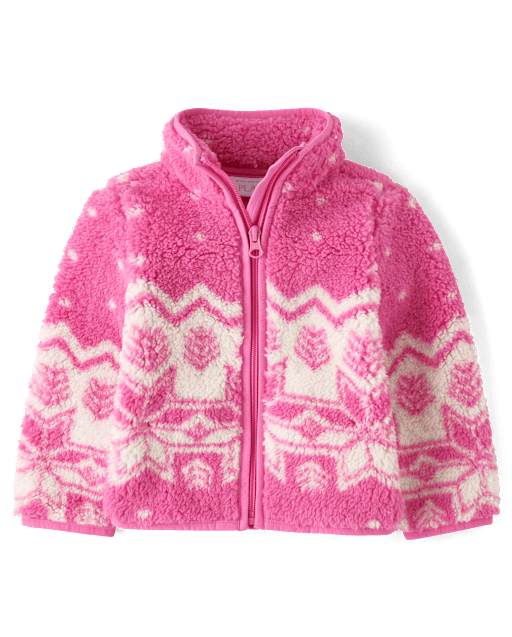 tout-petit, fille Imprimé Sherpa Zip Up Veste