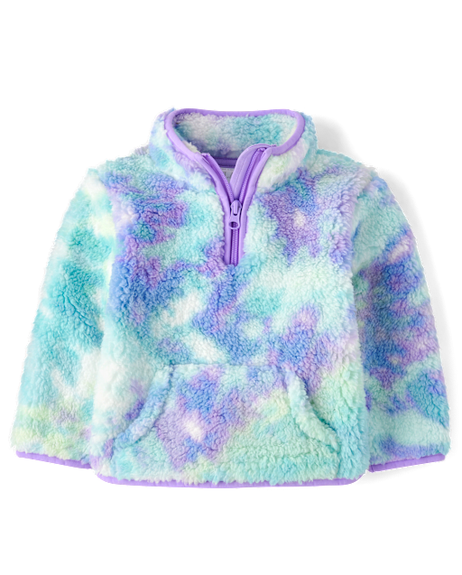 tout-petit, fille Imprimé Sherpa demi-fermeture à glissière Chandail