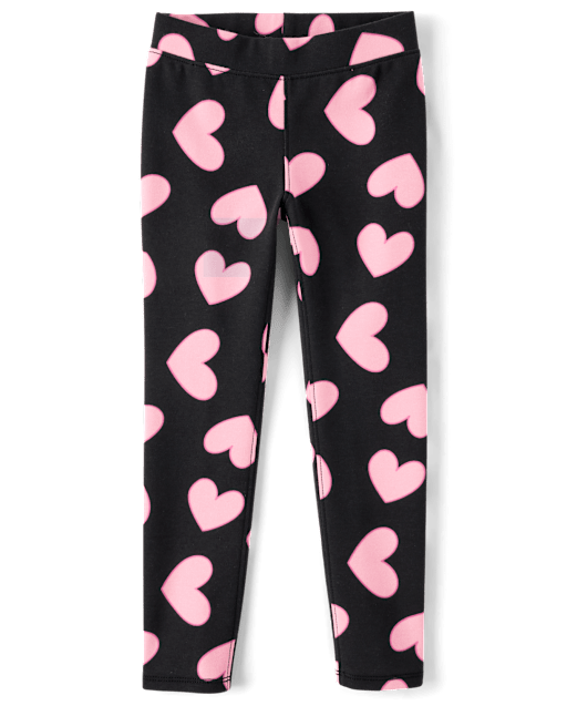 Jeggings en maille ponte à motif cœur pour fille