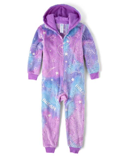 Girls Glow Icon Sherpa One Piece Pajamas
