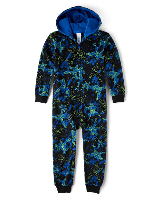 Boys Ninja Microfleece One Piece Pajamas