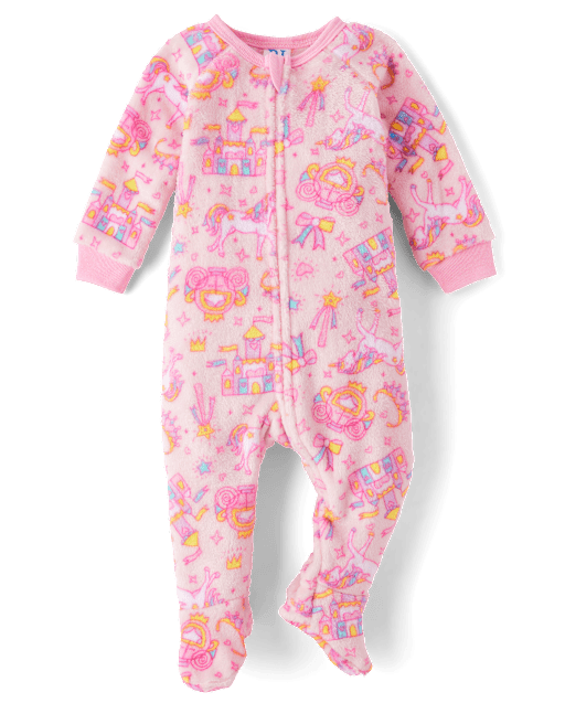 Baby And Toddler Girls Princess Fleece Footed One Piece Pajamas