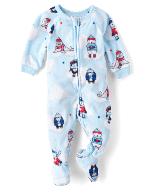 Baby And Toddler Boys Winter Animal Microfleece Footed One Piece Pajamas