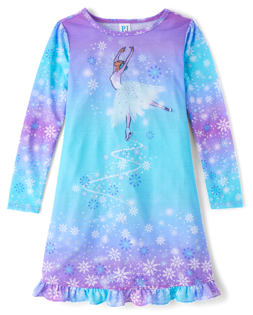 Girls Snow Princess Ruffle Nightgown