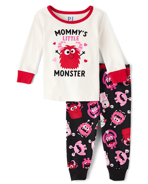Baby And Toddler Girls Mommy's Monster Snug Fit Cotton Pajamas