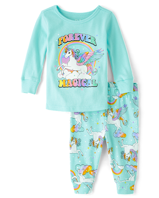 Baby And Toddler Girls Unicorn Snug Fit Cotton Pajamas