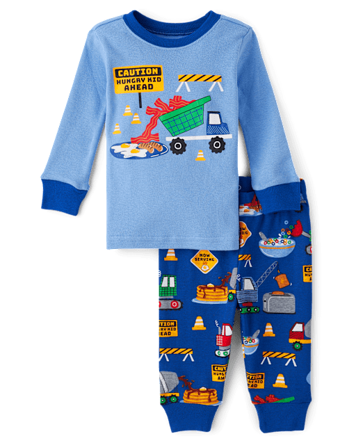 Baby And Toddler Boys Breakfast Construction Snug Fit Cotton Pajamas