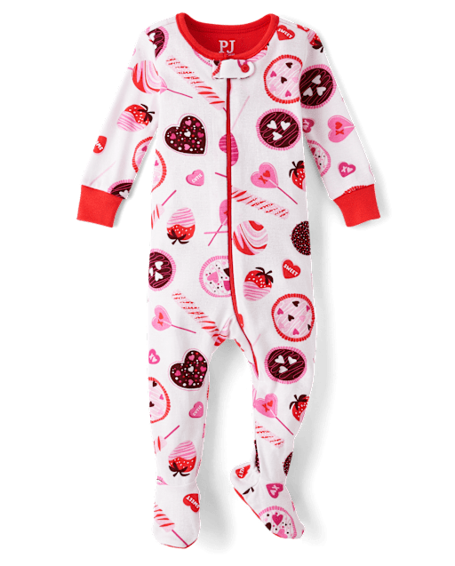 Baby And Toddler Girls Candy Snug Fit Cotton Footed One Piece Pajamas