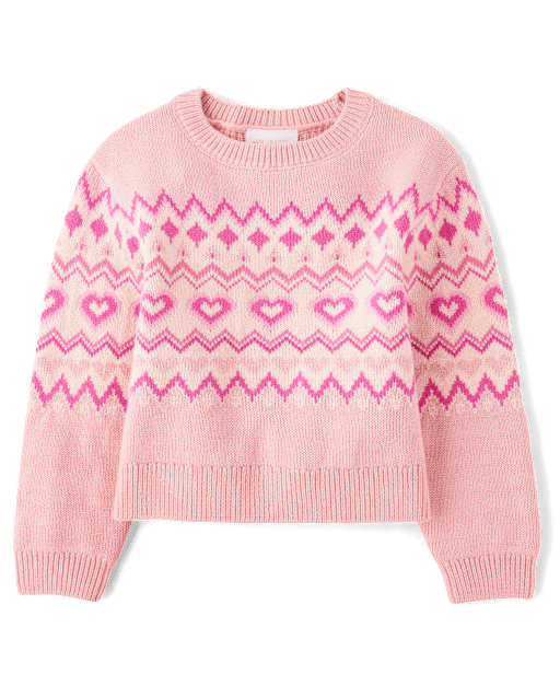 Girls Intarsia Heart Fairisle Sweater