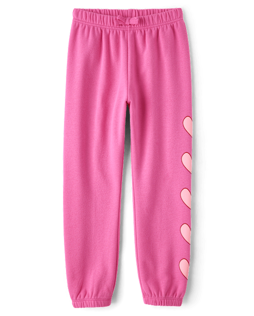 Girls Heart Fleece Jogger Pants
