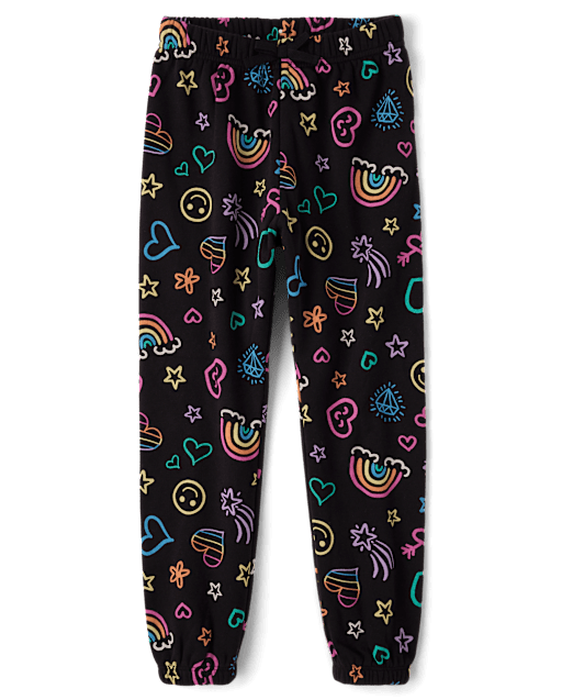 Girls Print Fleece Jogger Pants