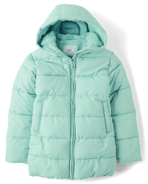 Girls Quilted Midi Puffer Jacket