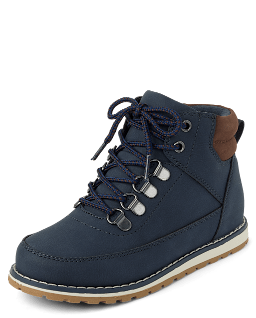 Boys Contrast Cuff Lace Up Boots