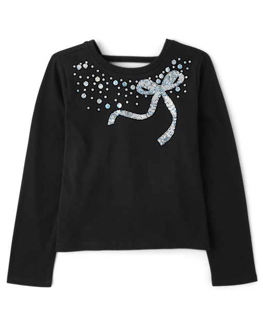 Girls Sequin Bar Back Graphic Top