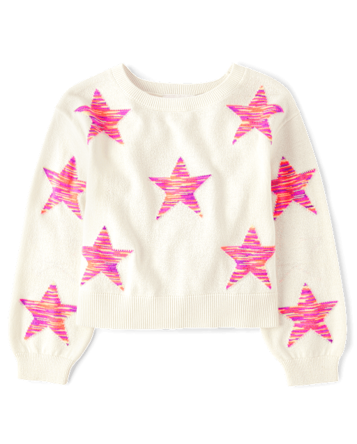 Girls Space Dye Star Sweater