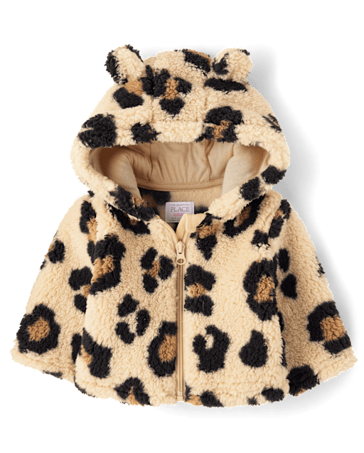 Baby Girls Leopard Sherpa Cozy Jacket